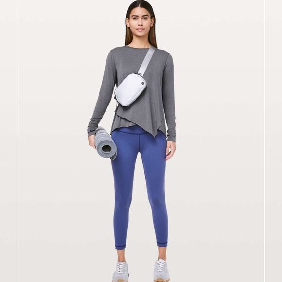 Lululemon Sweetest Day Top Long Sleeve Sz M Gray Stretch Layered Knit Jersey - Picture 8 of 13